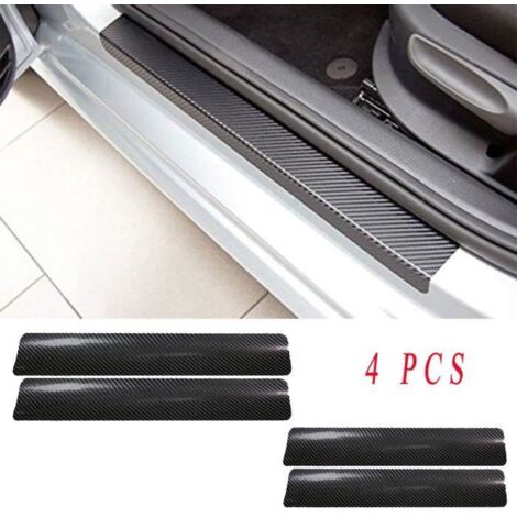 4 protections de seuils de portes de voitures - Protections autocollantes en carbone