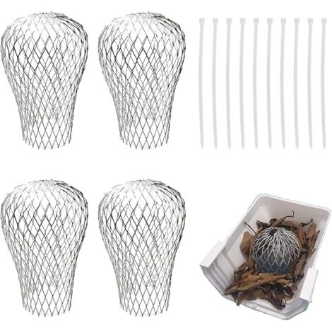 4 Protections Gouttières en Alliage D'aluminium avec 10 Attaches Plastique Autobloquantes,Filtre Gouttière,Filtre Anti Feuille,Extensible Tamis Filtre Pour Tuyaux Descente 3 à 10 cm Diamètre