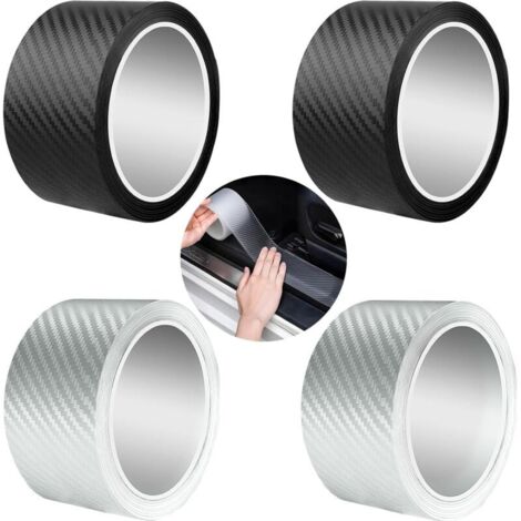 4 protectores de umbral de puerta de coche, 5 cm x 3 m, universales (negro/transparentes).