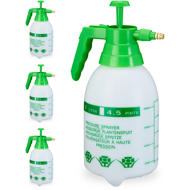 

4 Pulverizadores a Presión, Boquilla Regulable, Riego Plantas, Pesticidas, Producto Limpieza, Atomizador 2l, Verde
