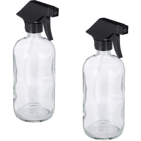 4 Pulverizadores Agua Cristal, 500 ml, Boquilla Niebla y Chorro, Cuidado Pelo, Rellenables, Atomizador, Transparente