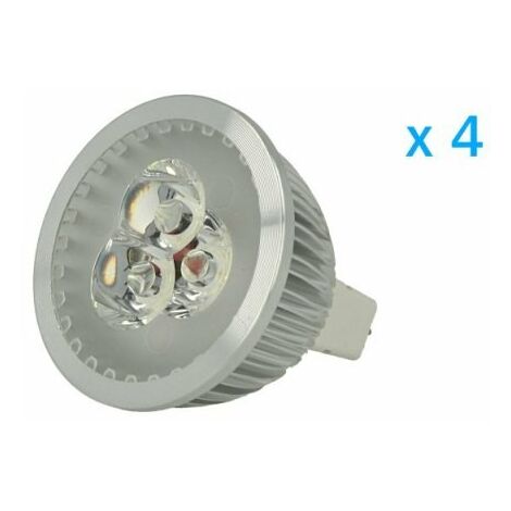 4 PZ Faretto Lampada LED Dicroica MR16 GU5.3 12V 3W Bianco Freddo 6000K