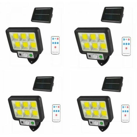 4 pz FARO SOLARE LED CON PANNELLO FARETTO SENSORE DI MOVIMENTO 96 LED COB T09