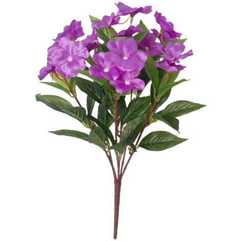 4 pz, Fiori Artificiali, Artificiale impatiens, adatto per interni ed esterni piante in vaso, cortili, giardini, cesti appesi, portico decorazione (viola)