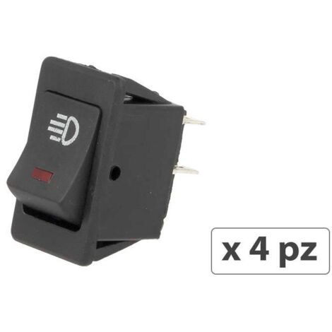 4 PZ Interruttore Bilanciere Quadrato On Off Push Button 4 Pin con Led Spia Rosso 12V Auto Barca Foro 20x28mm