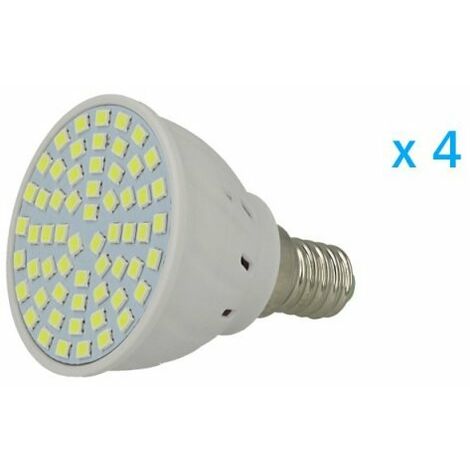 4 PZ Lampade Led E14 Spot 3,5W=35W Bianco Freddo Diametro 50mm Con 60 smd 2835