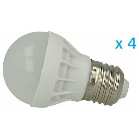 4 PZ Lampade Led E27 Bulbo 3W=30W Bianco Caldo Diametro 50mm Altezza 80mm