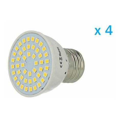 4 PZ Lampade Led E27 Spot 3W=30W Bianco Freddo Diametro 50mm Con 48 smd 2835