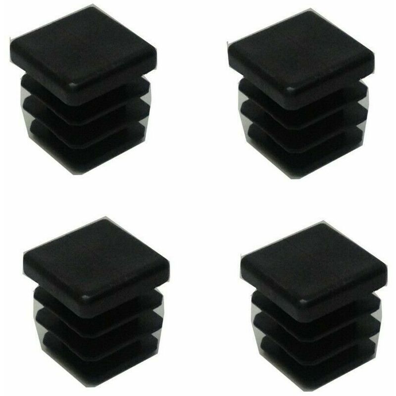 Image of 4 pz puntale alettato quadrato gommino interno tappo quadrato nero varie misure misura: 25x25 mm