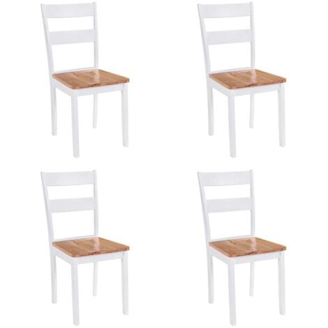 4 pz Sedie da Pranzo，Sedie da Salotto per Sala da Pranzo/Soggiorno，Sedie da Cucina Moderne Bianche in Massello di Hevea CNEIV271402 BonneVie