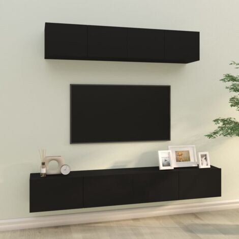 Mobile TV legno chiaro e nero CLAREMONT