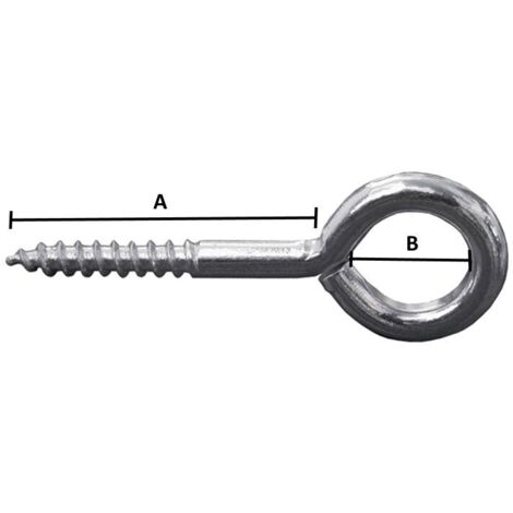 4 pz x occhiello a vite per legno 20x70 Ø 10 mm - l 25 mm occhiolo