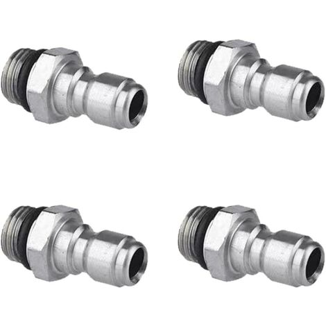 4 raccords rapides 1/4" mâle 14 mm pour pistolet de pulvérisation haute pression, adaptateur en acier inoxydable pour tuyau d'arrosage et robinet.