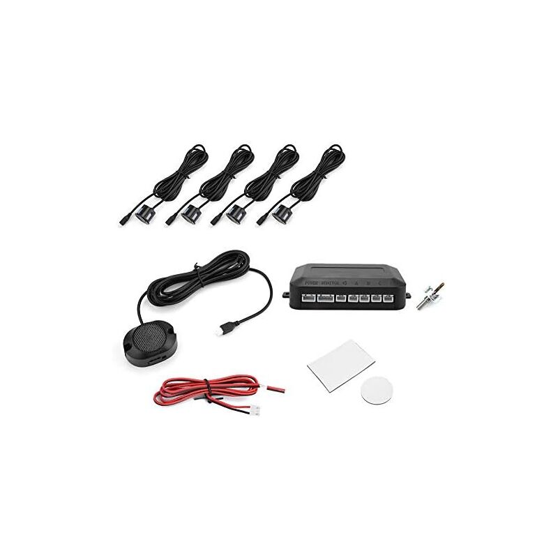 Sunxury - 4 Radar De Recul Voiture, Buzzer Radars Parking Kit Aide Au Stationnement Auto Système Parcage Inverse Arrière Capteurs Audio