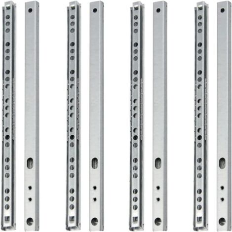 4 rails de guidage bidirectionnels à billes en acier, petit rail coulissant de 17 pouces de large en deux sections, longueur 278 mm