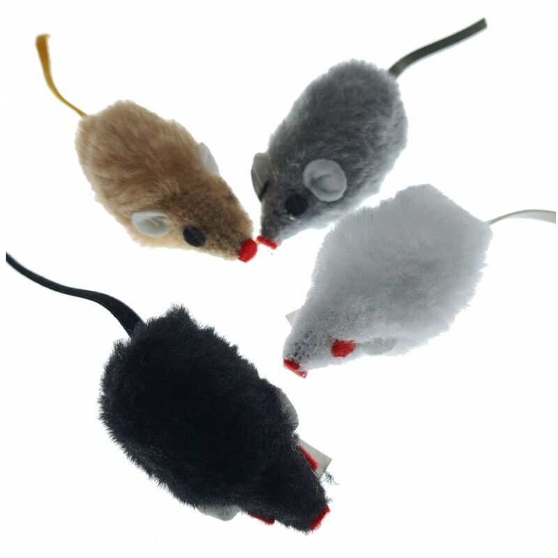 

4 Ratón de pelo corto de 5 cm. juguete para gatos.
