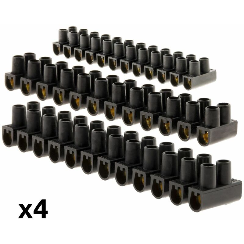 

4 regletas de conexión 1x4mm²+1x6mm² 12 polos negro - Zenitech
