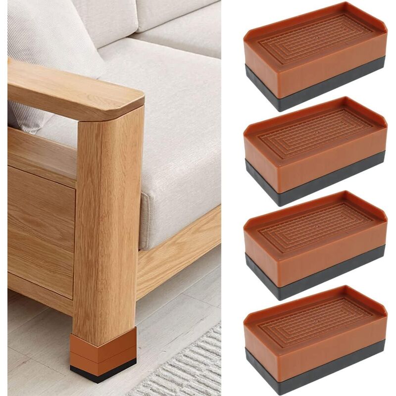 4 rehausseurs lit réglables 5 cm – Empilables, coussinet antidérapant, support 453,6 kg – lit, table, canapé