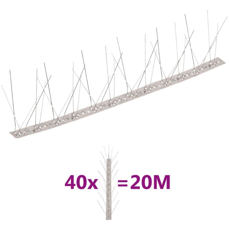 40-tlg. Taubenabwehr Spikes-set Edelstahl 20 M 5-reihig - Vidaxl