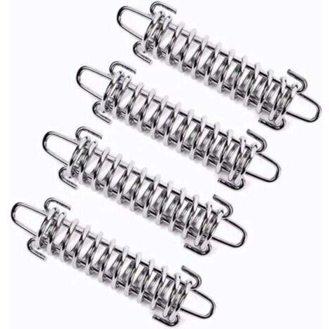 4 ressorts pour voile d'ombrage, ressort de tension pour voile d'ombrage, ressort de tension pour tente de camping, boucle de corde de ressort de tente en acier (argenté)
