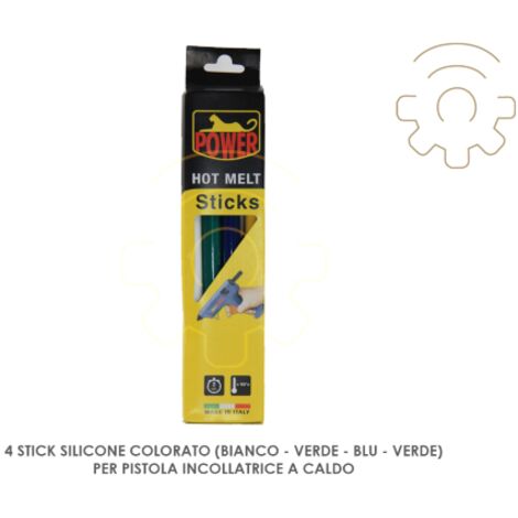 4 ricariche colla stick silicone colorato per pistola incollatrice a caldo vari colori