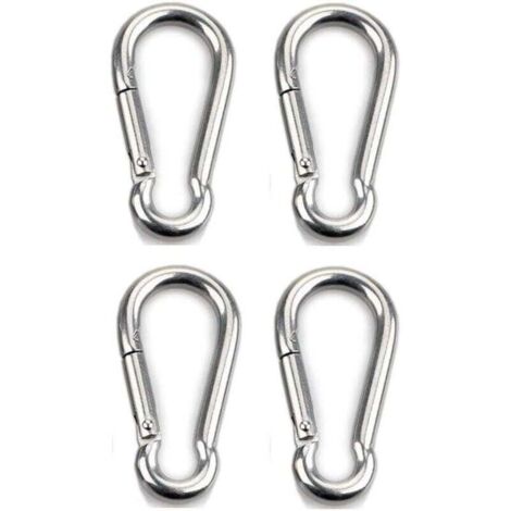 4 robuste Karabinerhaken für Sport, Hundeleinen, Hängematten, Edelstahl 304, 6 mm dick