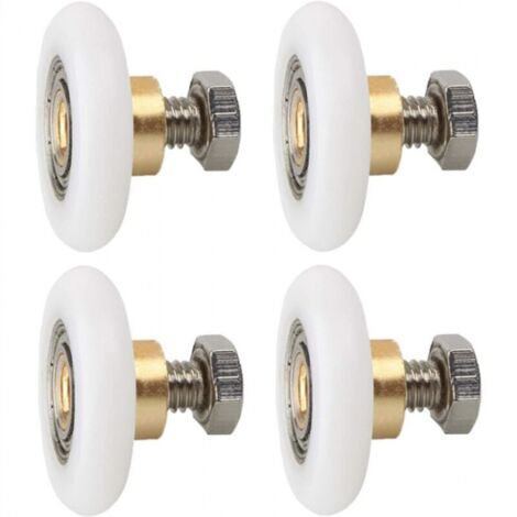 4 rodillos para mampara de ducha de 27 mm, ruedas de repuesto para mampara de ducha, rodillos de repuesto ranurados para mampara de ducha con tornillos de 27 mm de diámetro