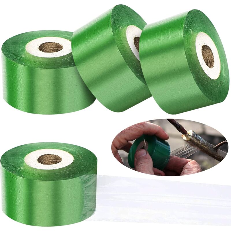 4 Rolls Clear Grafting Tape, Biodegradable Stretch Film, Self-Adhesive Membrane Plant Repair Tape for Garden Grafting, Nursery, Seedlings, Flowers