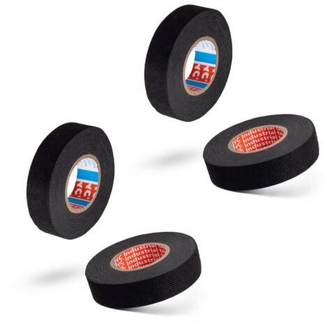 4 Rolls Wiring Harness Tape, 1.9cm x 15M Heat-Resistant Adhesive Cloth Fabric Tape Cable Looms, Reduce Noise Heat-Resistant Adhesive Tape Black
