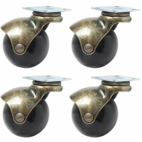 4 rotelle per mobili con cuscinetti a sfera in bronzo, diametro 40 mm
