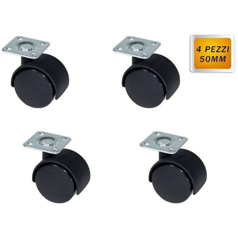 Trade Shop Traesio - 4 Rotelle Ricambio Mobili Tavoli Poltrona Trasporto Ruote Girevoli 360 Da 50mm -