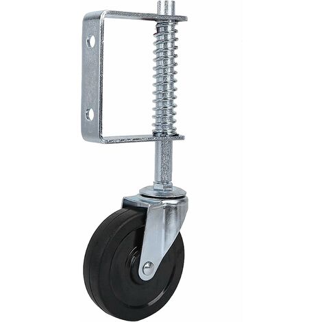 Roulette de portail à ressort roue pivotante à ressort multifonction roue de porte universelle avec frein et plaque de montage à 6 trous absorption des chocs 