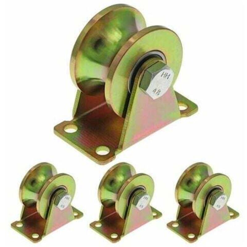 4 roues de porte coulissante 50 mm, roues en acier avec rainure en U, roue à rainure en U pour voie de marche arrière, machine industrielle, porte