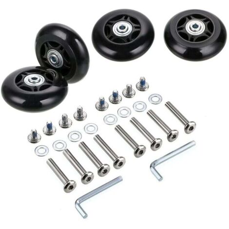 4 roues de rechange pour valise, roulements de valise pour réparation, 7024mm, noir.