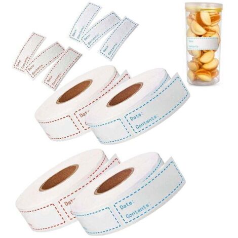 4 Rouleaux 500 pièces etiquette confiture, Etiquettes congelation, etiquette bocaux, etiquettes autocollantes, pour bouteille, pot Mason, pot de stockage, pot alimentaire, emballage cadeau (7