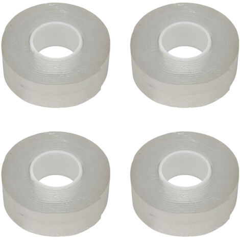 4 Rouleaux de Ruban Adhésif Double Face Fort et Découpable, 3m de Long par Rouleau, Réutilisable et Transparent pour Affiches et Photos