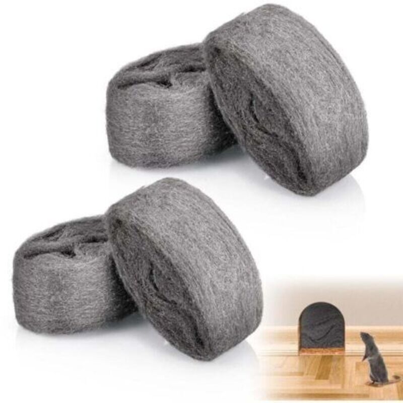 4 Rouleaux Laine d'Acier Grade 000, 20m Paille de Fer Laine D'acier Anti Rongeur, Fil de Nettoyage Wire Wool pour Nettoyage Polissage Entretien et