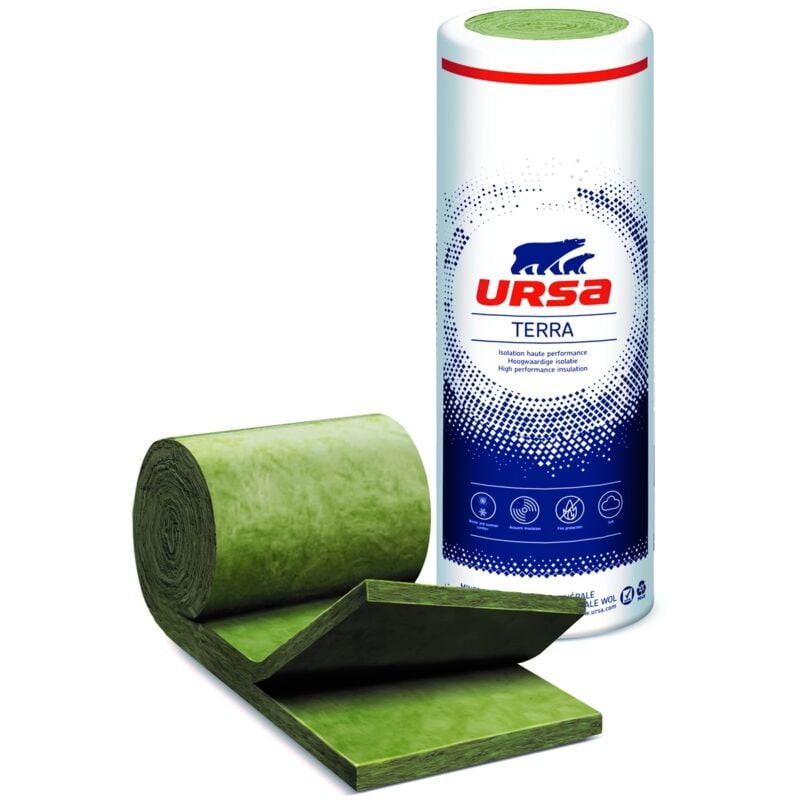Un paquet de 4 rouleaux laine de verre Ursa coustic twin r terra - Ep. 45mm - 19,44m² - r 1.10