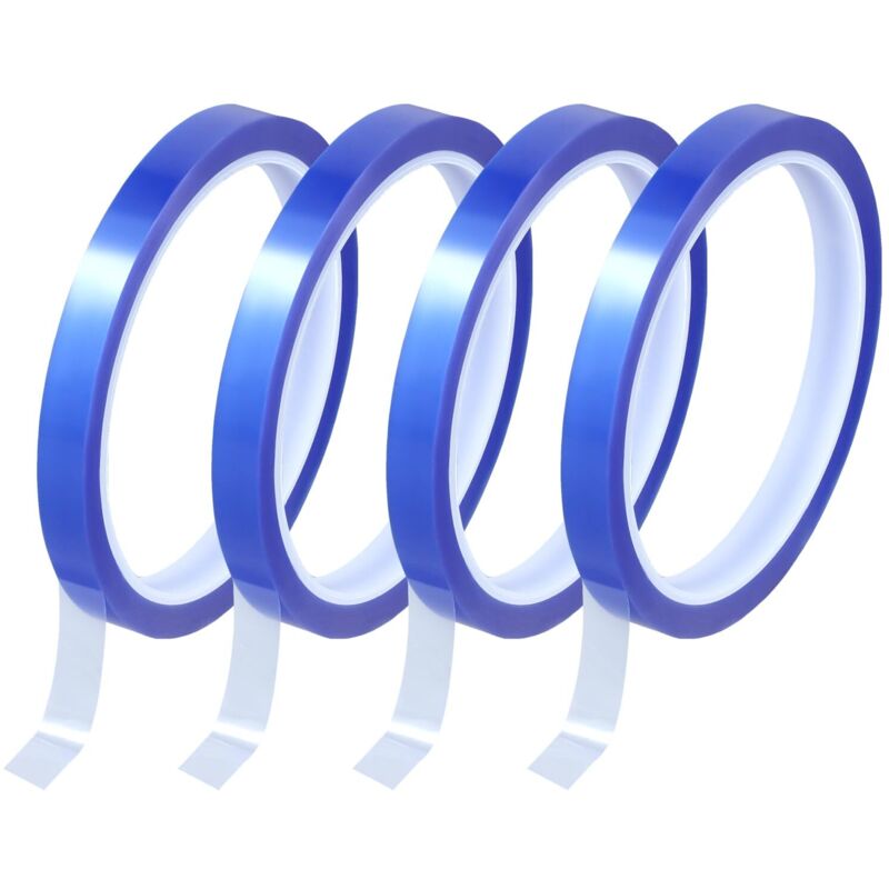 4 Rouleaux Ruban Chauffant pour Sublimation, 10mm x 33m, Ruban Adhésif Haute Temperature pour Imprimés Électroniques (Bleu)