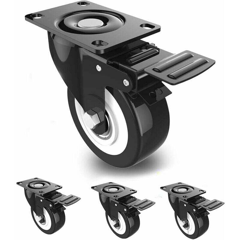 Roulettes de 50 mm avec frein, 4 roulettes pivotantes pour meubles/transport, roulettes pour meubles, roulettes pour charges lourdes,