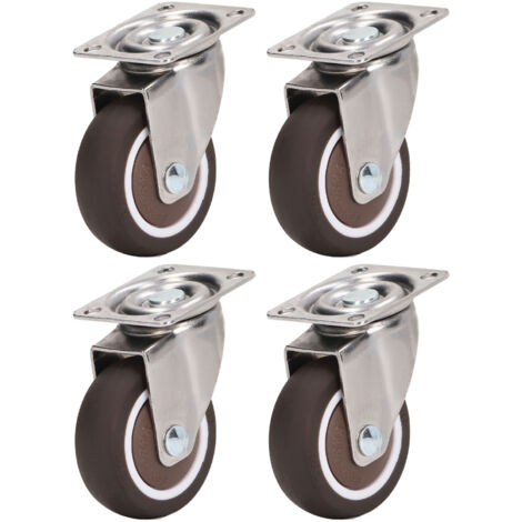 4 Roulettes Lourdes en Caoutchouc Doux 2 Pouces, Plaquées Chrome Antichoc pour Meubles et Appareils Ménagers