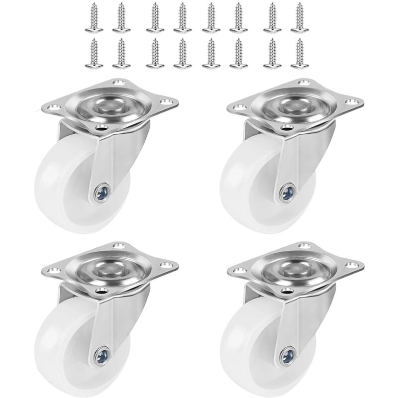 4 roulettes meubles lourds 3 cm pivotantes, adaptées berceaux/supports plantes