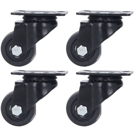 4 Roulettes Pivotantes 2 Pouces Roue Nylon Double Roulement 300kg Capacité Kit pour Chariot Diable