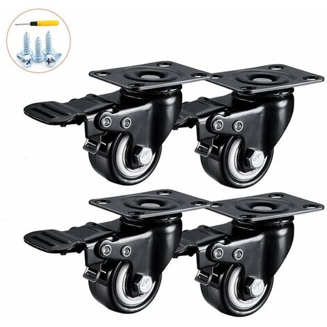 4 Roulettes Pivotantes 50mm 200KG Roulettes Pivotantes Avec Frein Roulettes pour Meubles Charge Lourde pour Transport Chariot Table Basse Etabli