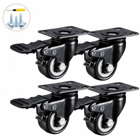 4 Roulettes Pivotantes 50mm 200KG Roulettes Pivotantes Avec Frein Roulettes pour Meubles Charge Lourde pour Transport Chariot Table Basse Etabli