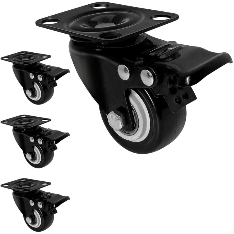 Jn.songs - 4 Roulettes Pivotantes Ø50MM Roue en Caoutchouc pour Chariot Jusqu'à 200KG Roulette Sans Traces au Sol pour Charge Lourde