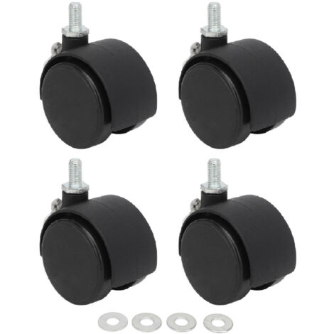 4 Roulettes pivotantes à double roue pour meubles, bureaux, armoires et étagères - Rotation 360° et répartition uniforme de la charge