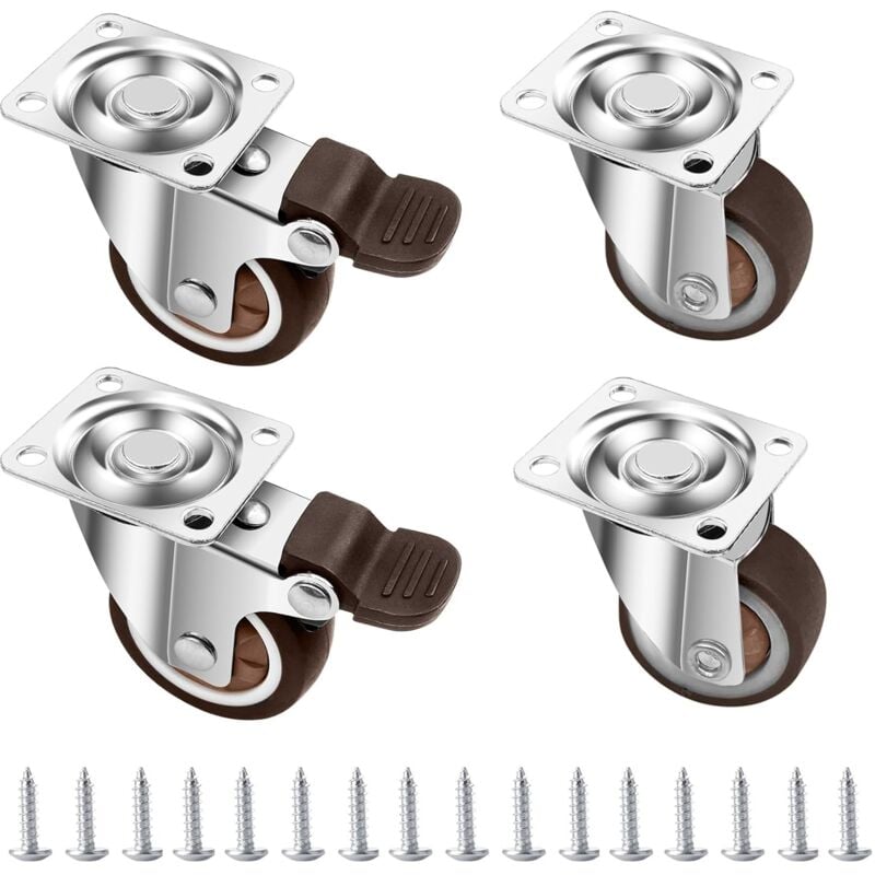 Jn.songs - 4 Roulettes Pivotantes pour Meubles 50MM Roulette Charge Lourde Jusqu'à 160KG Roue en Caoutchouc pour Chariot