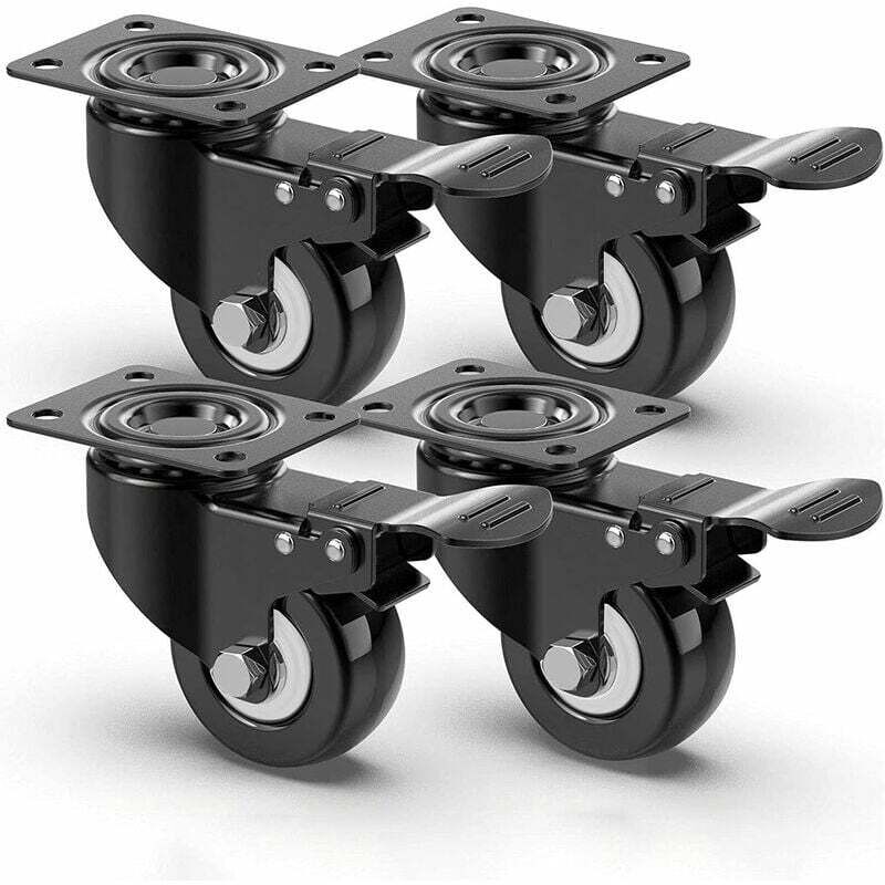 ZVD - 4 Roulettes Pivotantes Silencieuses de 50mm - Roulettes pour Meubles avec Frein, Capacité de Charge de 400kg, Idéales pour le Transport de