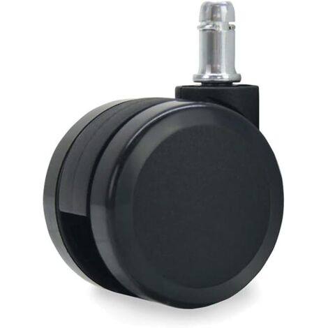 4 roulettes pour fauteuil de bureau, diamètre 60 mm, tige 11 mm, noir, sol souple/moquette